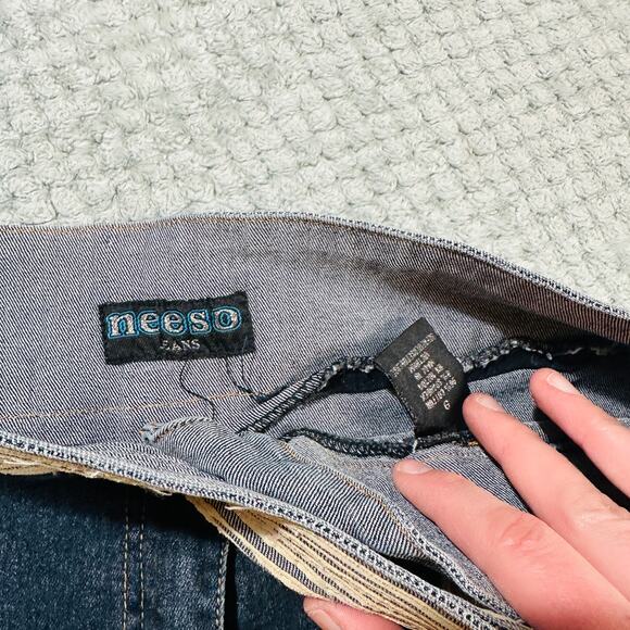 vintage low rise boho belted dark wash denim jean micrio mini skirt y2k neeso - Picture 6 of 7